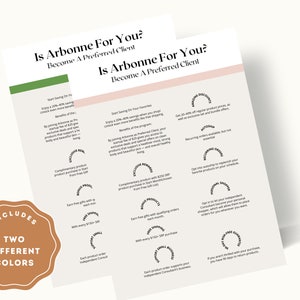 Is Arbonne iets voor jou? Preferred Client Voordelen Voorbeeldkaart | Arbonne Preferred Client Perks-kaart | Arbonne zakelijke printables