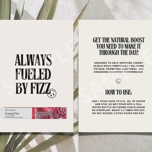 NIEUWE moderne Arbonne energie Fizz Stick voorbeeldkaart | Fizz is Mama Magie | Fizz-visitekaartje | Aangedreven door Fizz | Directe download