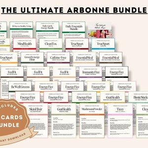 35 Cards Arbonne Ultimate BUNDLE (US Version) - 35 Cards | Instant Download + Print | Arbonne 30 Days to Healthy Living Sample Cards