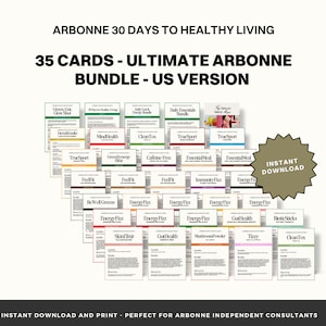 35 kaarten Arbonne Ultimate BUNDEL (VS-versie) - 35 kaarten | Direct downloaden en afdrukken | Arbonne-voorbeeldkaarten 30 dagen tot gezond leven