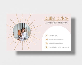 Personalized Arbonne Business Card | Arbonne Business Cards | Arbonne Business Card | Boho Arbonne Printable Cards | Download + Print