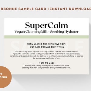 Proefkaart Arbonne SuperCalm reinigingsmelk en hydraterende crème | Direct downloaden en afdrukken