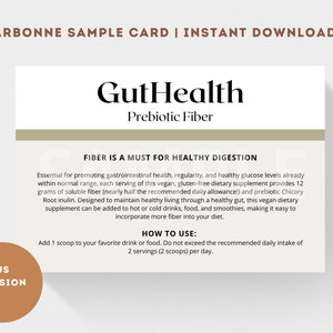 Arbonne GutHealth prebiotische vezelmonsterkaart (Amerikaanse versie) | Arbonne Proefpakketkaart | Arbonne 30 dagen | Direct downloaden + afdrukken
