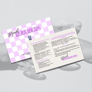 Modern Monat Rejuvabeads Uses |  Hair Wash Instructions | Monat Thank You Card | Monat Business Cards | Market Shampoo Haircare Card