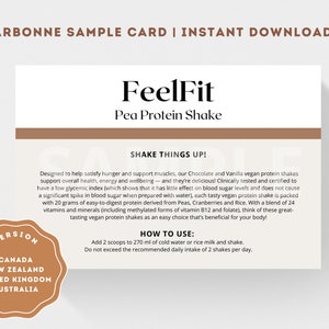 Arbonne FeelFit Protein Sample Card (Canada, VK, AU, NZ) | Arbonne Eiwitmix | Proefpakketkaart | Direct downloaden + afdrukken