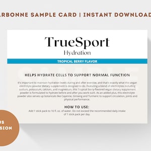 Arbonne TrueSport Hydratatie Voorbeeldkaarten (Amerikaanse versie) | Arbonne TrueSport-set | Direct downloaden + afdrukken