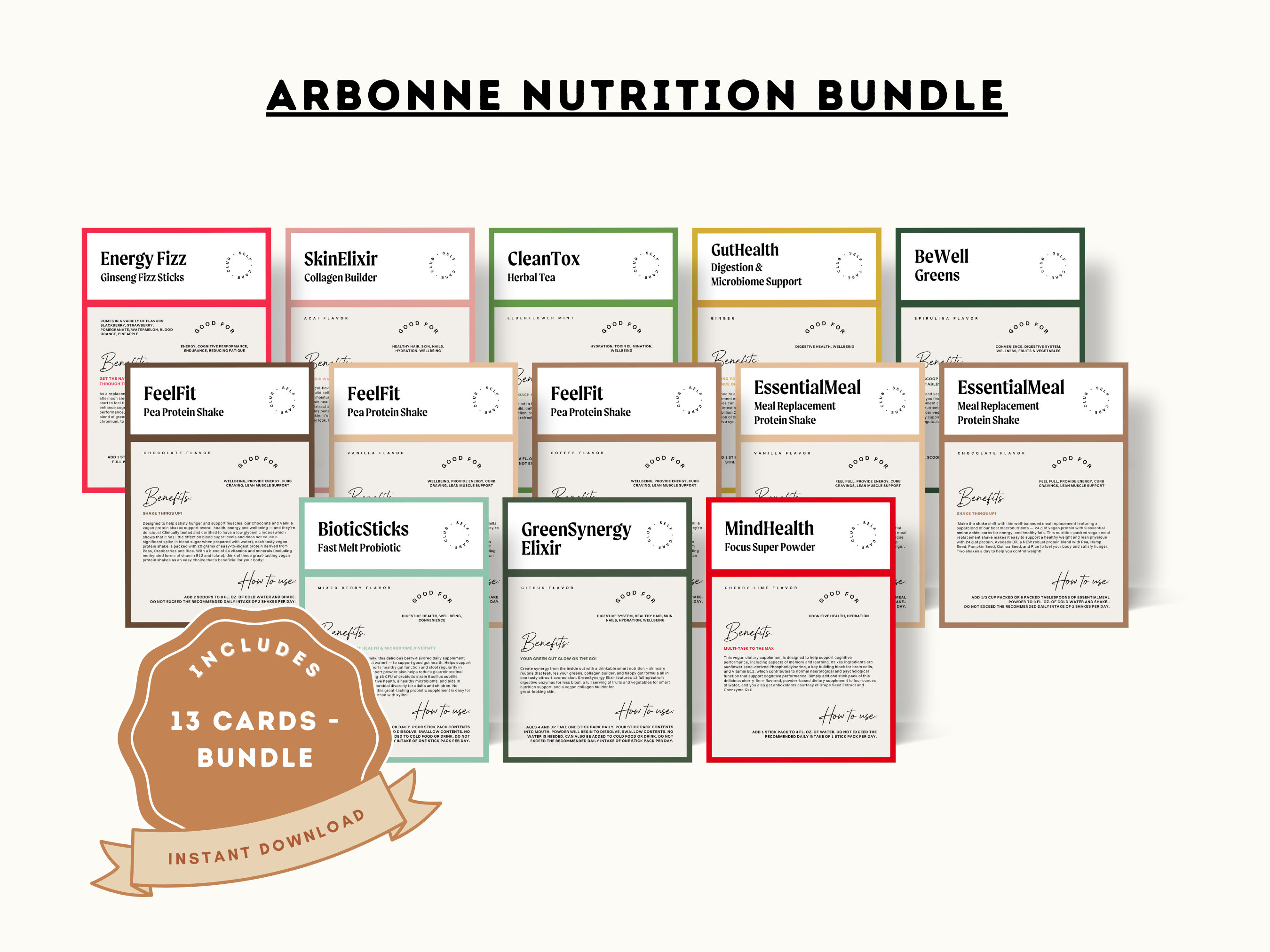 Arbonne 13 Pack Nutrition Sample Cards Bundle US Version Instant ...