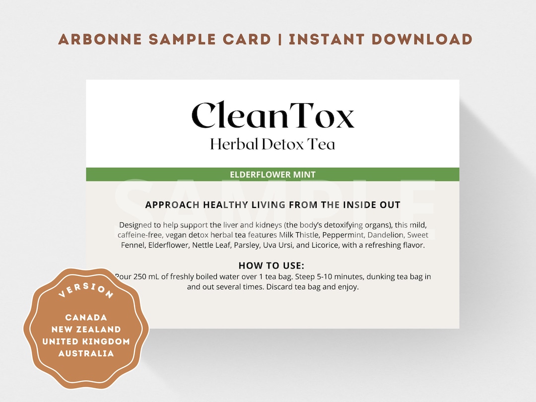 Arbonne Cleantox Herbal Detox Tea Sample Cards canada UK Etsy