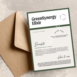 Arbonne GreenSynergy elixer kaart | Groenten onderweg | Arbonne Groenen | Arbonne groene darmgloed | Arbonne Synergie | Alleen digitale download