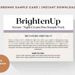 Arbonne BrightenUp Serum + Nachtcrème Duo Pack Voorbeeldkaart | Direct downloaden + afdrukken