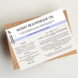 Modern Monat Rejuvenique Oil Uses Hair Wash Instructions | Monat Thank You Card | Monat Business Cards | Market Shampoo Haircare Card