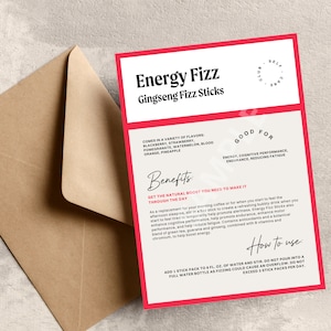 NIEUWE Arbonne Energy Fizz Stick-voorbeeldkaart (Amerikaanse versie) | Arbonne bruissticks | Arbonne Proefpakketkaart | Direct downloaden + afdrukken