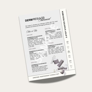 NIEUW Arbonne DermResults geavanceerde 5-stappen startersprogramma-voorbeeldkaart | Moderne | Derm-resultaten Glow Arbonne-monsterkaarten | Directe download
