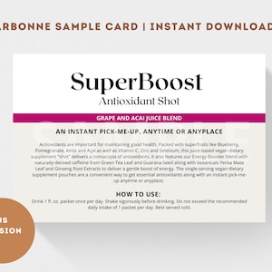 Arbonne SuperBoost Antioxidant Shot-voorbeeldkaart (Amerikaanse versie) | Direct downloaden + afdrukken