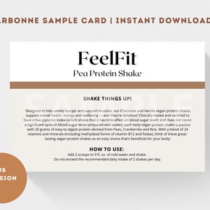 Arbonne FeelFit Protein-monsterkaart (Amerikaanse versie) | Arbonne Eiwitmix | Proefpakketkaart | Direct downloaden + afdrukken