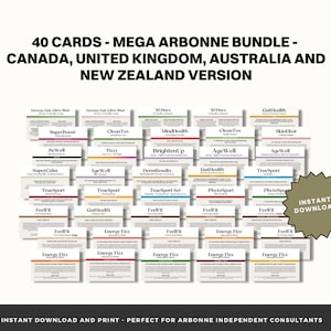 40 Arbonne-voorbeeldkaarten: de ultieme Arbonne-bundel (versie CA, VK, Au + Nz) | Direct downloaden en afdrukken | Arbonne 30 dagen