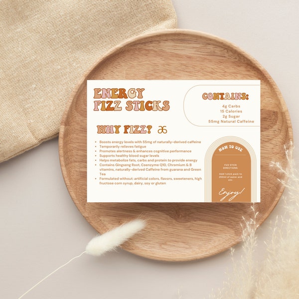 Arbonne Energy Fizz Stick Sample Card | Arbonne Fizz Sticks | Arbonne Fizz Sample Card | Fizz Stick Card | Instant Download