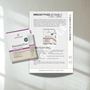 NIEUWE Arbonne Immunity Fizz Stick-voorbeeldkaart (Amerikaanse versie) | Arbonne-bruissticks | Arbonne-voorbeeldpakketkaart | Direct downloaden en afdrukken