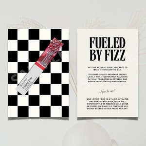 Moderne Arbonne Energy Fizz Stick-voorbeeldkaart | Fizz is Mama Magic | Bruisend visitekaartje | Gevoed door bruisen | Direct downloaden
