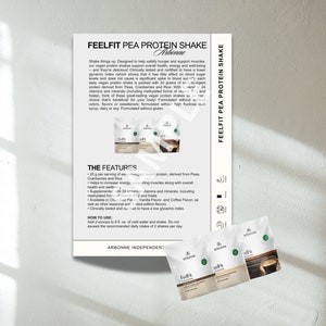 NIEUW Arbonne FeelFit-eiwitmonsterkaart | Feel Fit Erwtenproteïneshake | Arbonne-eiwitmix | Proefpakketkaart | Direct downloaden en afdrukken