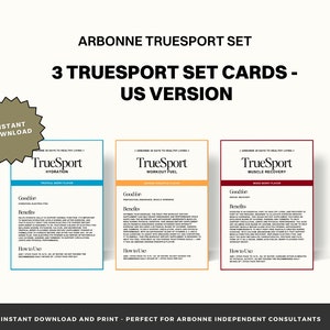 Arbonne TrueSport-set BUNDEL Voorbeeldkaarten (Amerikaanse versie) | Arbonne TrueSport-set | TrueSport-hydratatie, spierherstel, direct downloaden