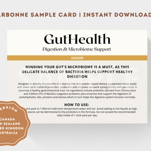 Arbonne GutHealth Spijsvertering & Microbioom Voorbeeldkaart (Canada, VK, AU, NZ) | Direct downloaden + afdrukken