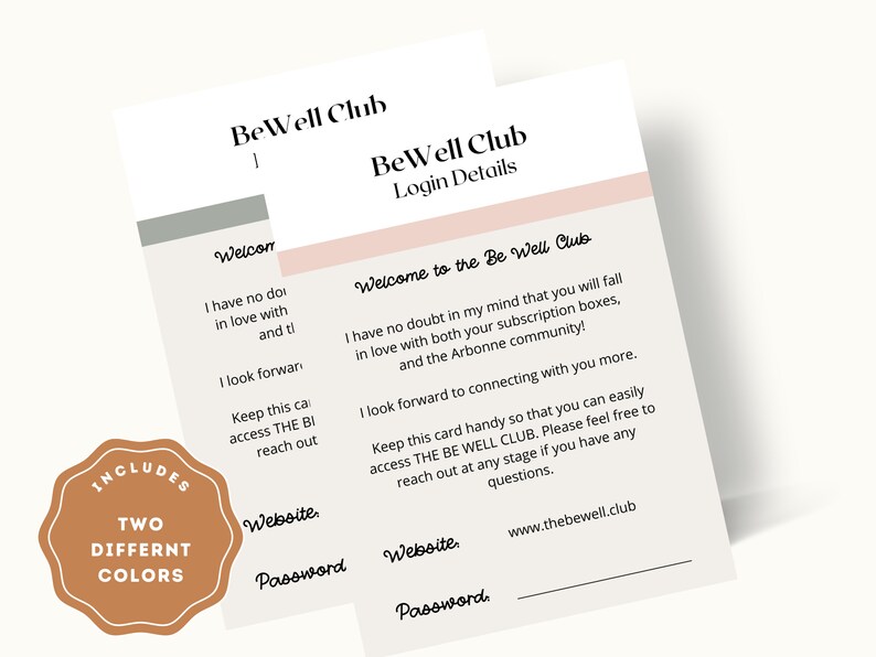 Arbonne The Bewell Club Welcome Login Card Arbonne The Etsy Arbonne The Bewell Club Welcome Login Card Arbonne The Etsy