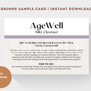 Arbonne AgeWell zijdezachte reiniger voorbeeldkaart | Direct downloaden + afdrukken