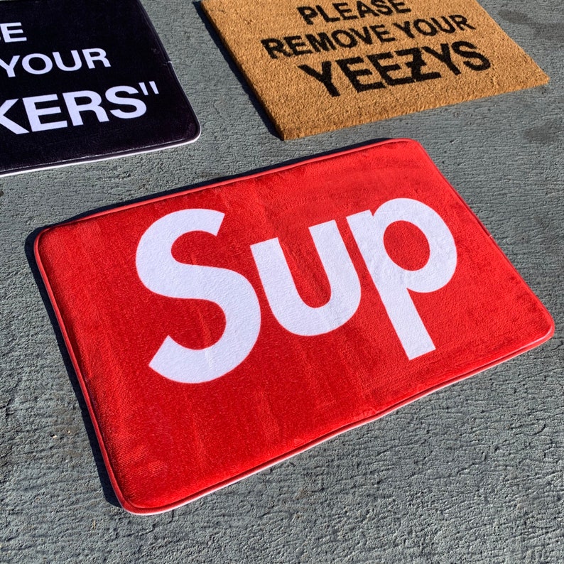 Sup Red Sneaker Inspired Floor Mat Hype Supreme Design sneaker Etsy