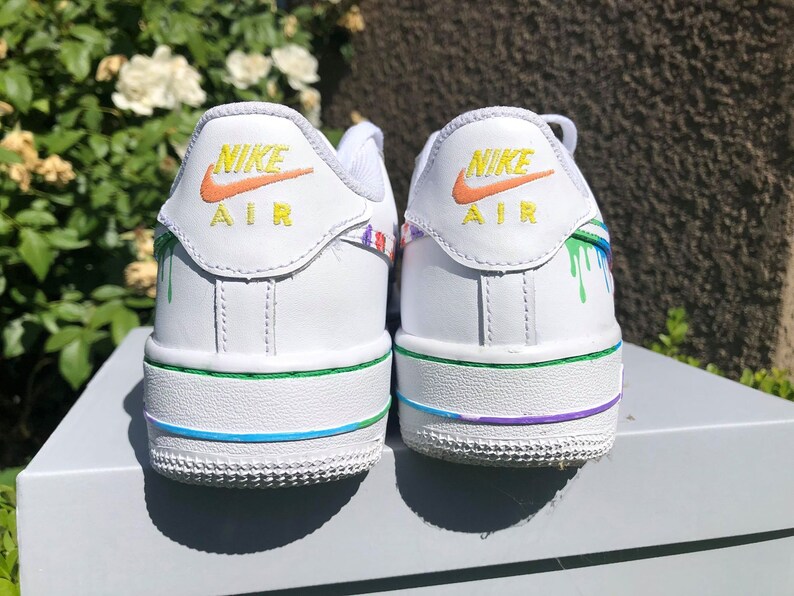 Nike Air Force 1 Rainbow Drip and Floral Pattern | Etsy