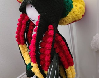 Gorro de pulpo rastafari de crochet: un gorro de pulpo divertido y cálido