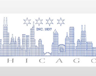 Chicago Skyline Sign. CRV, Svg and DXF file Aspire file Vcarve Pro file Instant Download files . CNC router cut files Vector files
