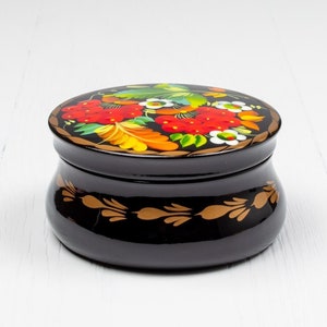 Ukrainian Small Decorative Box, Trinket Ring Box, Unique Handmade Lacquer Box, Hand Painted Jewelry Box, Petrykivka Gift Ukraine Shop, S032