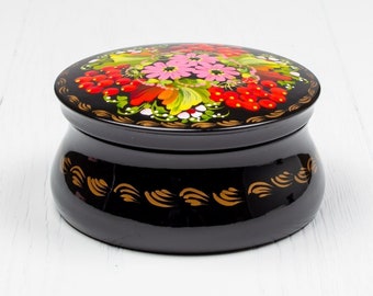 Ukrainian Small Lacquer Box, Trinket Ring Box, Handmade Unique Decorative Box, Hand Painted Jewelry Box Petrykivka Gift Ukraine Shop, S171