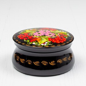 Handmade Ukrainian Lacquer Box • Petrykivka Floral Jewelry Box • S171 image 1