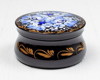 Ukrainian Small Decorative Box, Hand Painted Jewelry Box, Trinket Ring Box, Unique Handmade Lacquer Box, Petrykivka Gift Ukraine Shop, S022