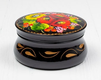 Ukrainian Small Decorative Box, Hand Painted Jewelry Box, Trinket Ring Box, Handmade Unique Lacquer Box, Petrykivka Gift Ukraine Shop, S162