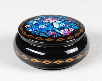 Ukrainian Small Decorative Box, Hand Painted Jewelry Box, Trinket Ring Box, Unique Handmade Lacquer Box, Petrykivka Gift Ukraine Shop, S211