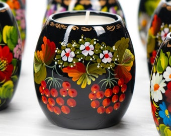 Ukrainian Hand Painted Tea Light Holder, Tealight Holder, Christmas Candle Holder, Candlestick Holder, Petrykivka Gift Ukraine Seller, S171