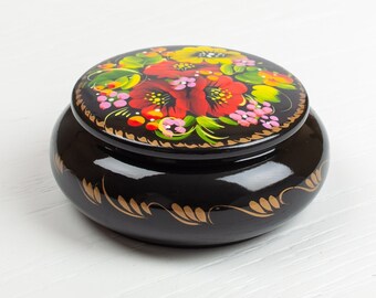 Ukrainian Small Decorative Box, Hand Painted Jewelry Box, Trinket Ring Box, Handmade Unique Lacquer Box, Petrykivka Gift Ukraine Shop, S162