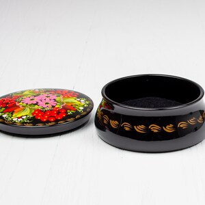Handmade Ukrainian Lacquer Box • Petrykivka Floral Jewelry Box • S171 image 5