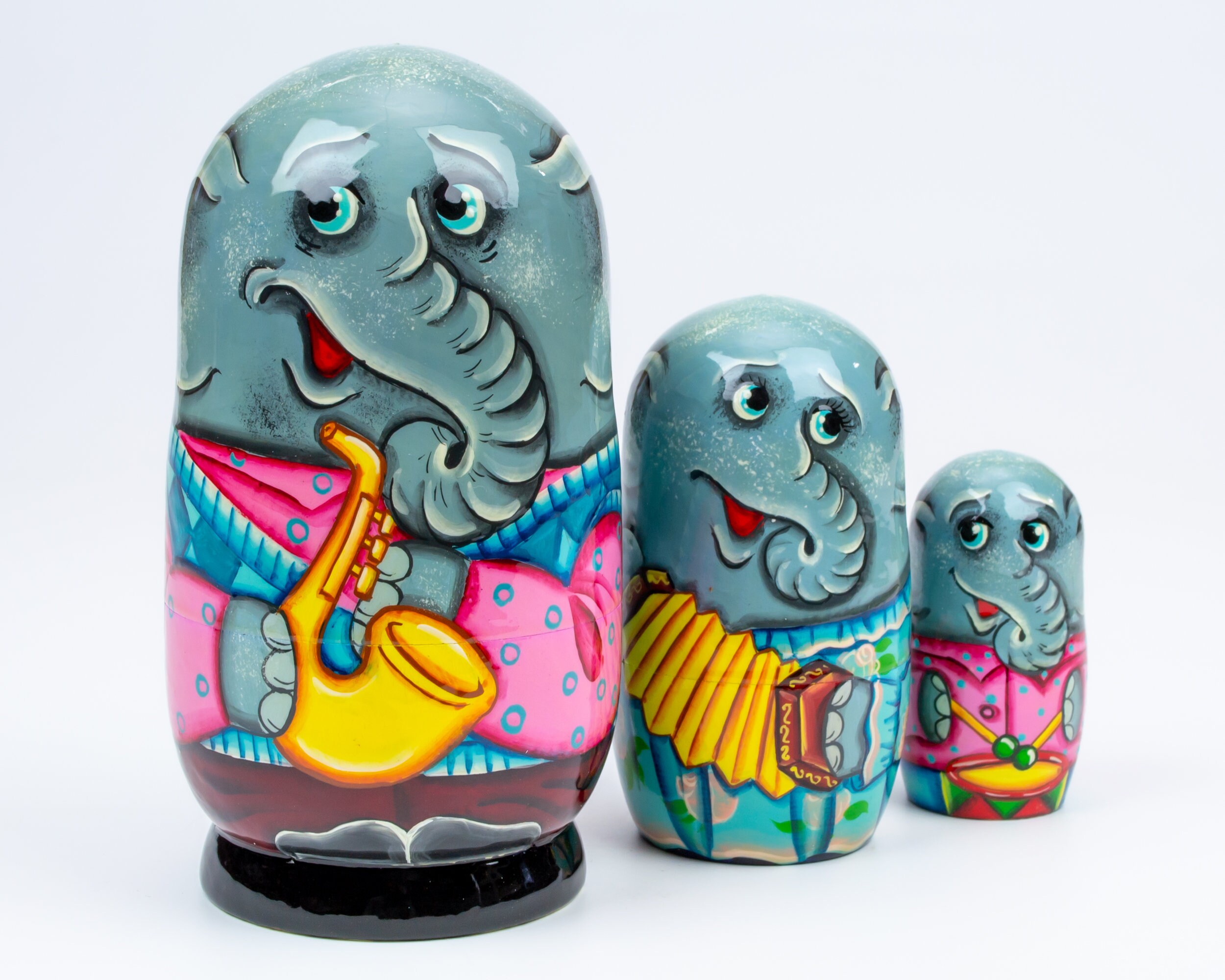 Elephant Animal Nesting Dolls For Kids 4psc 13cm/5 Etsy