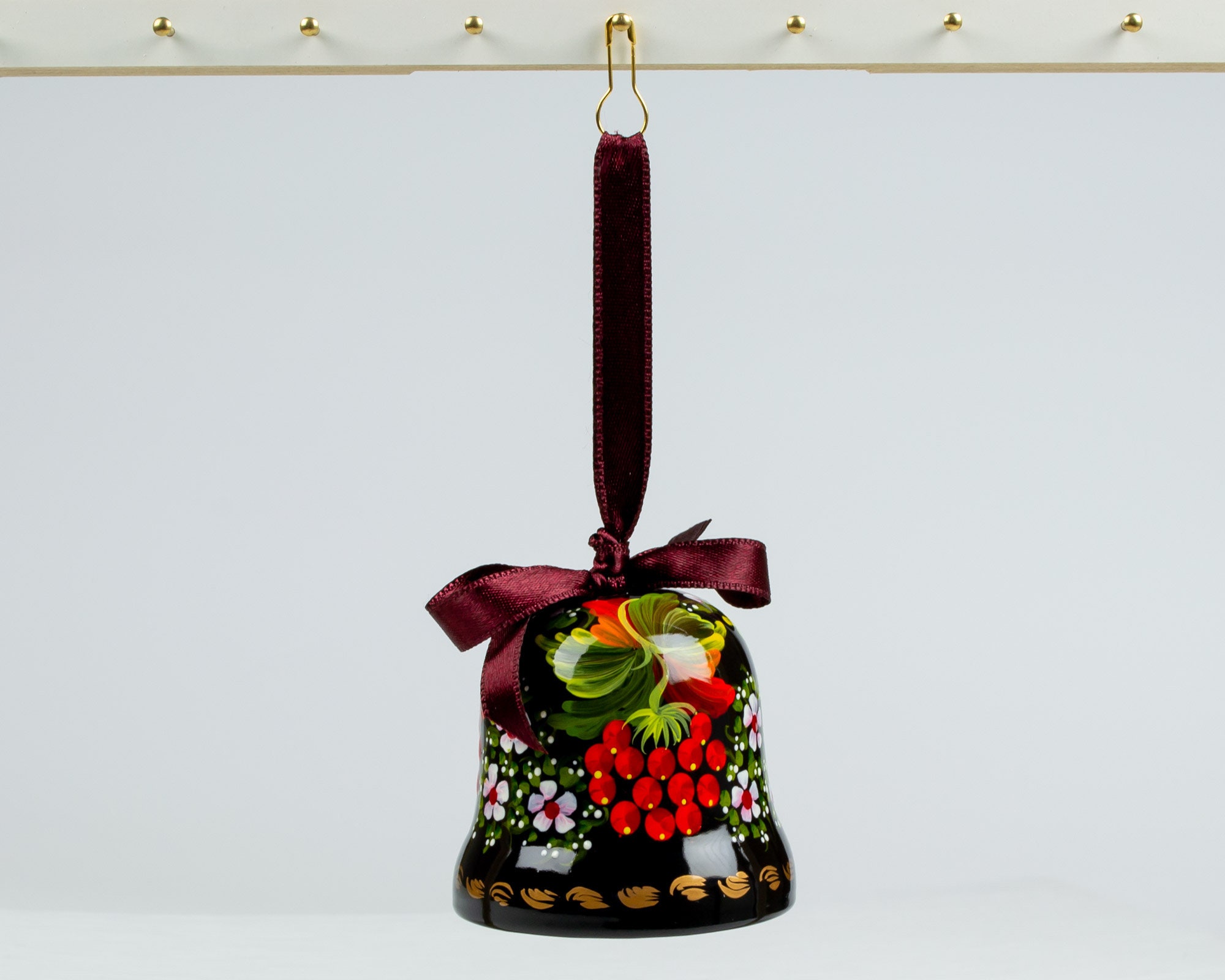 Christmas Ornament Bell Decorative Hand Painted Wedding Bell Etsy