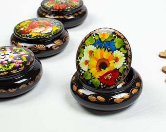ペトリキフカ　手描き装飾小物入れ　ジュエリーボックス Petrykivka 手描きウクライナ小物入れ ペトリキフカ花柄ジュエリーボックス • 小物入れ