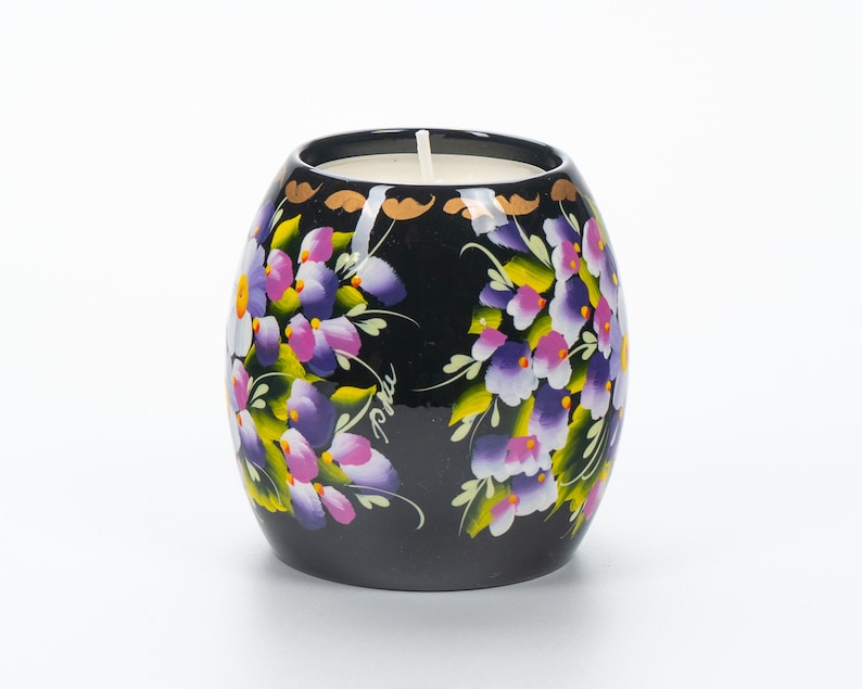 Ukrainian Hand Painted Tea Light Candle Holder, Tealight Christmas Candle Holder, Candlestick Holder, Petrykivka Gift Ukraine Seller, S072 image 4