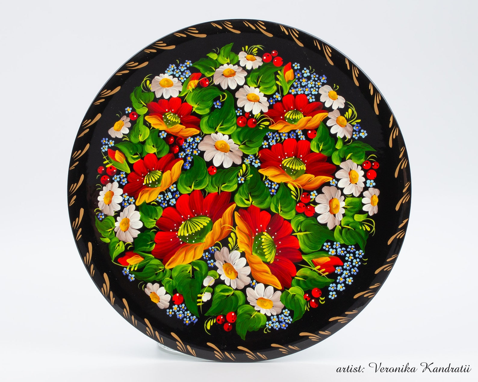 Flower Handmade Hanging Plate Wooden Wall Decor Plate Etsy