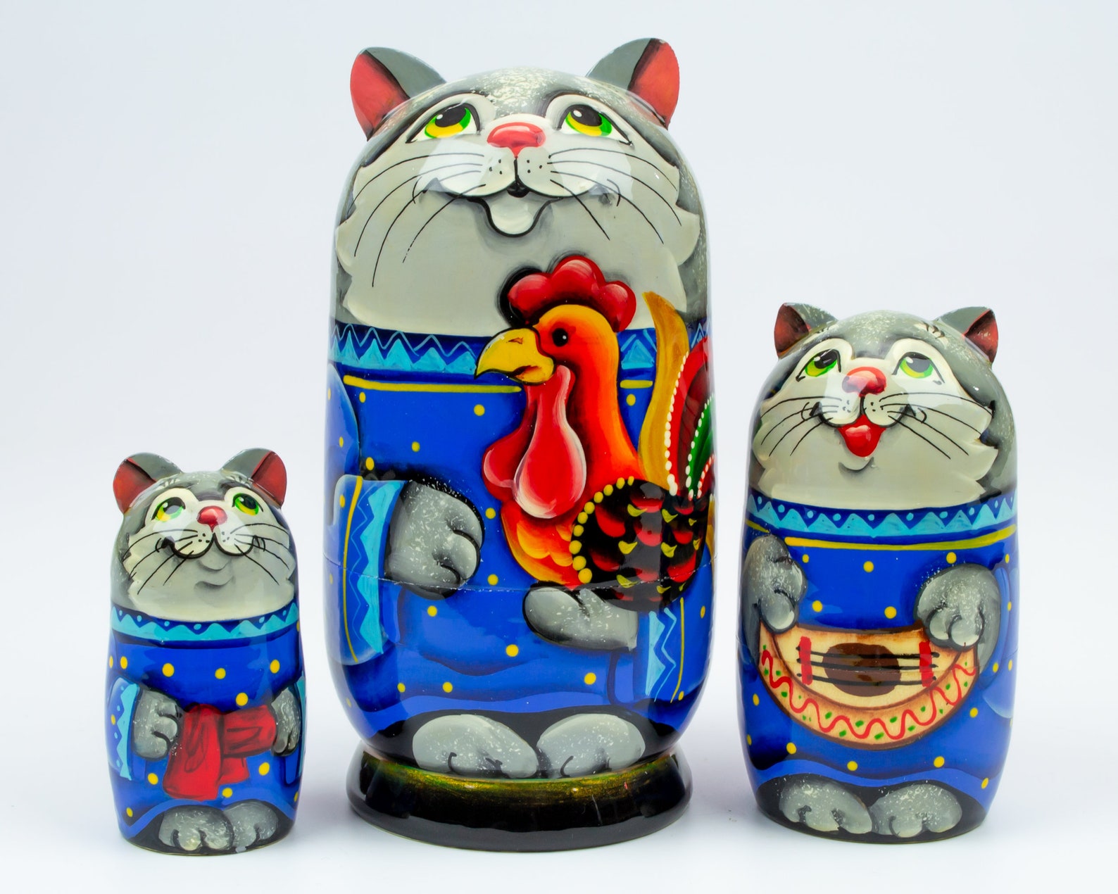 Cats Animal Nesting Dolls For Kids 3psc 14cm/5.5 Etsy