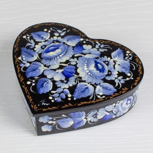 Ukrainische Schmuckschatulle, Handgemaltes Herz Schmuckschatulle, Große Schmuckschatulle, Schmuckschatulle Schmuckschatulle, Petrykivka Geschenk Ukraine Shop, S022