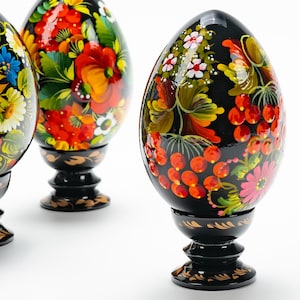 Ukraine Sellers Pysanky Egg • Hand Painted Easter Home Decor • Ukrainian Decorative Wooden Egg • Petrykivka Handmade Gift Shop • S171