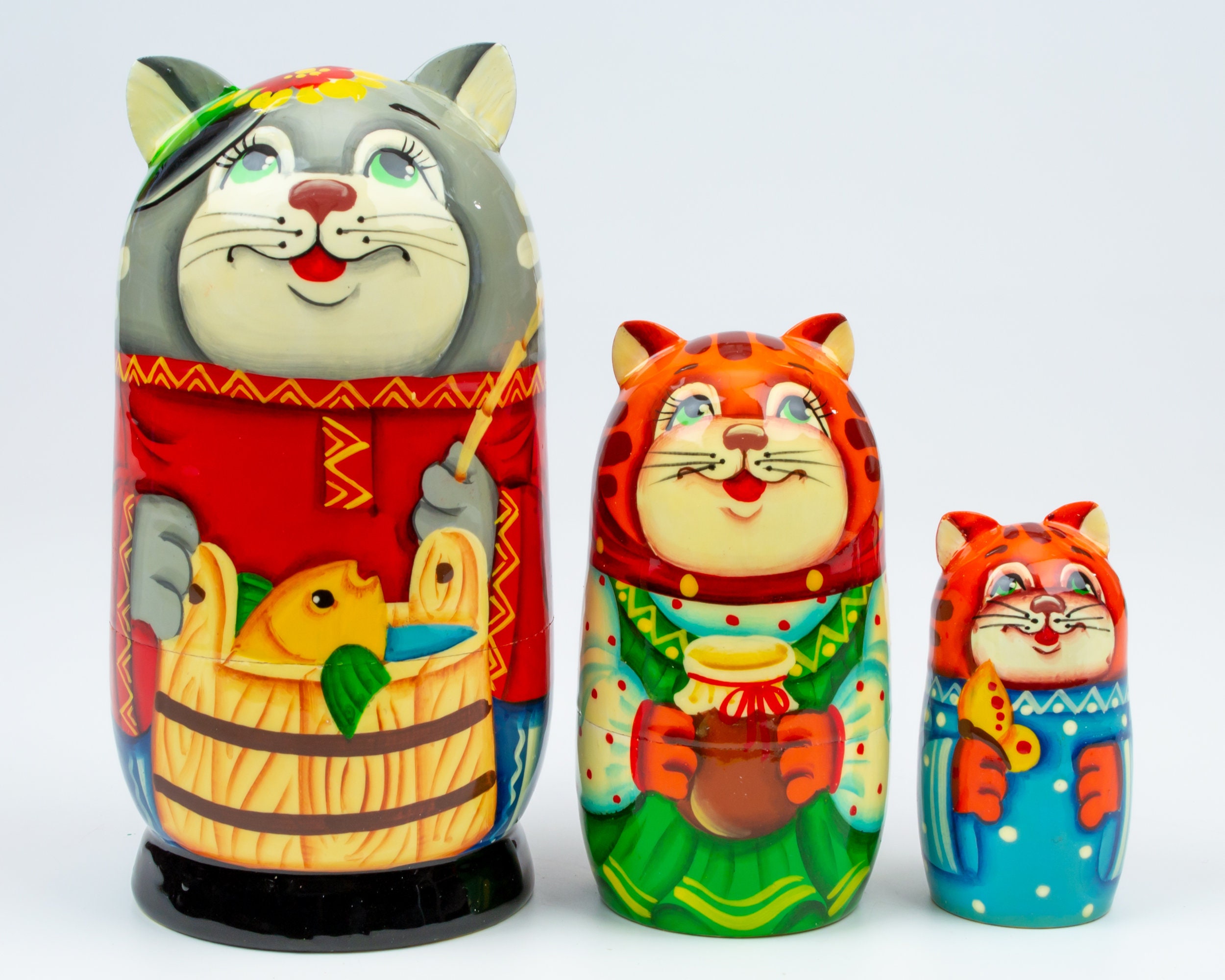 Cats Animal Nesting Dolls For Kids 3psc 14cm/5.5 Etsy